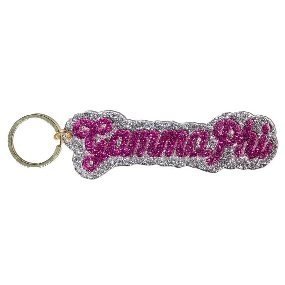 NWT Over The Moon Greek‎ GAMMA PHI Glitter Keychain